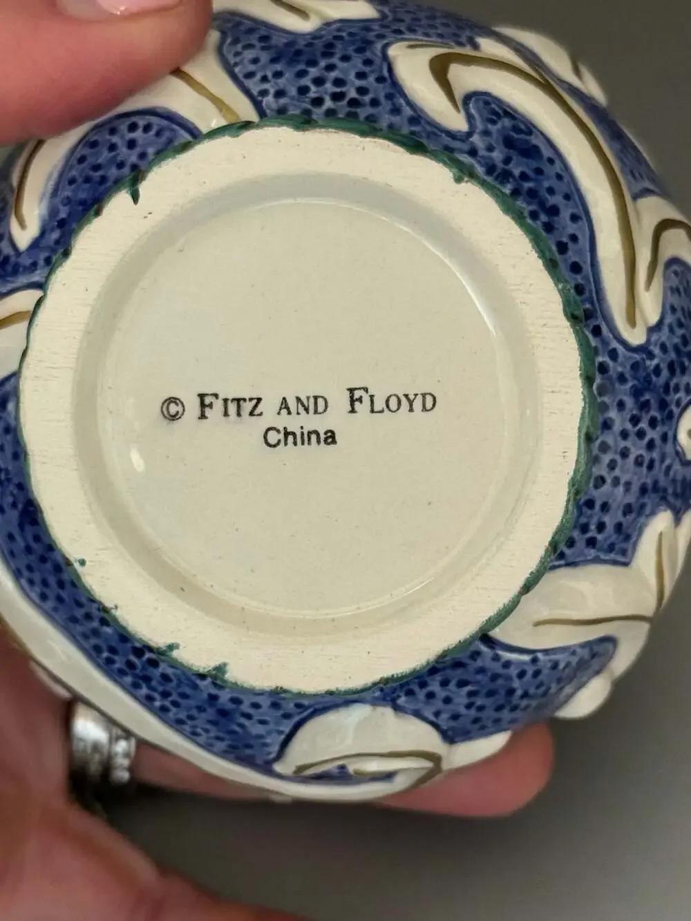 Fitz & Floyd Florentine Fruit Blue Lidded Bowl